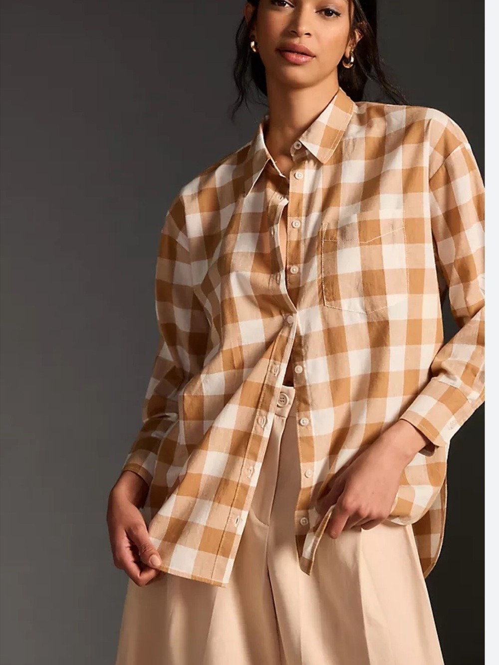 Anthropologie Maeve Bennet Button Down Oversized Buffalo Check Shirt